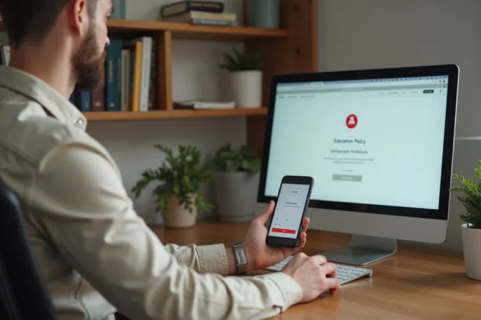 Utilisateur validant un code d'authentification à deux facteurs sur smartphone pour sécuriser l'accès à la messagerie institutionnelle PIAL